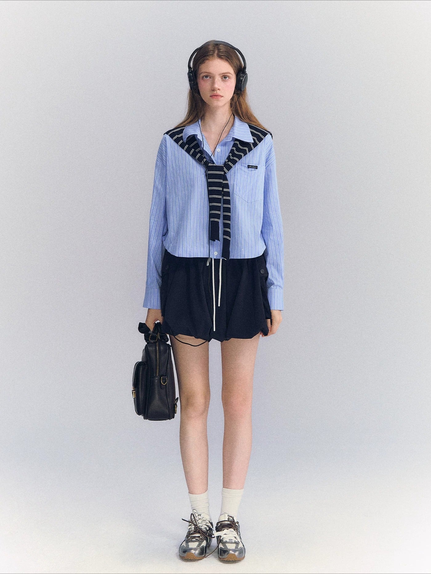 Striped Drawstring Shirt Set