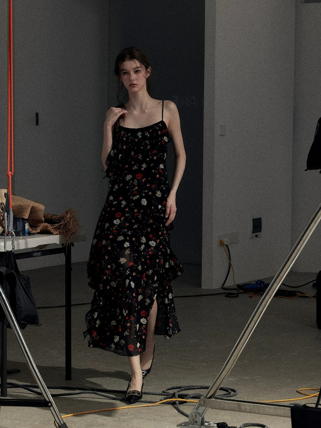 Rose Print Chiffon Dress