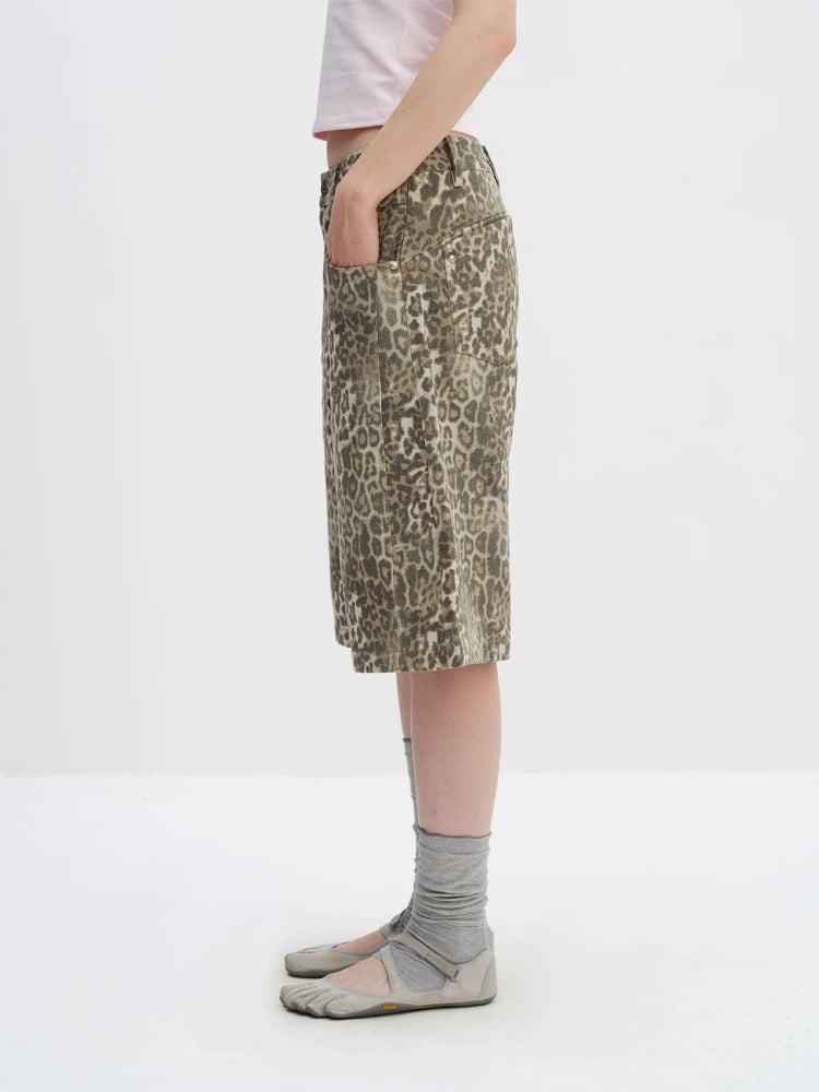 Leopard Print Cargo Shorts