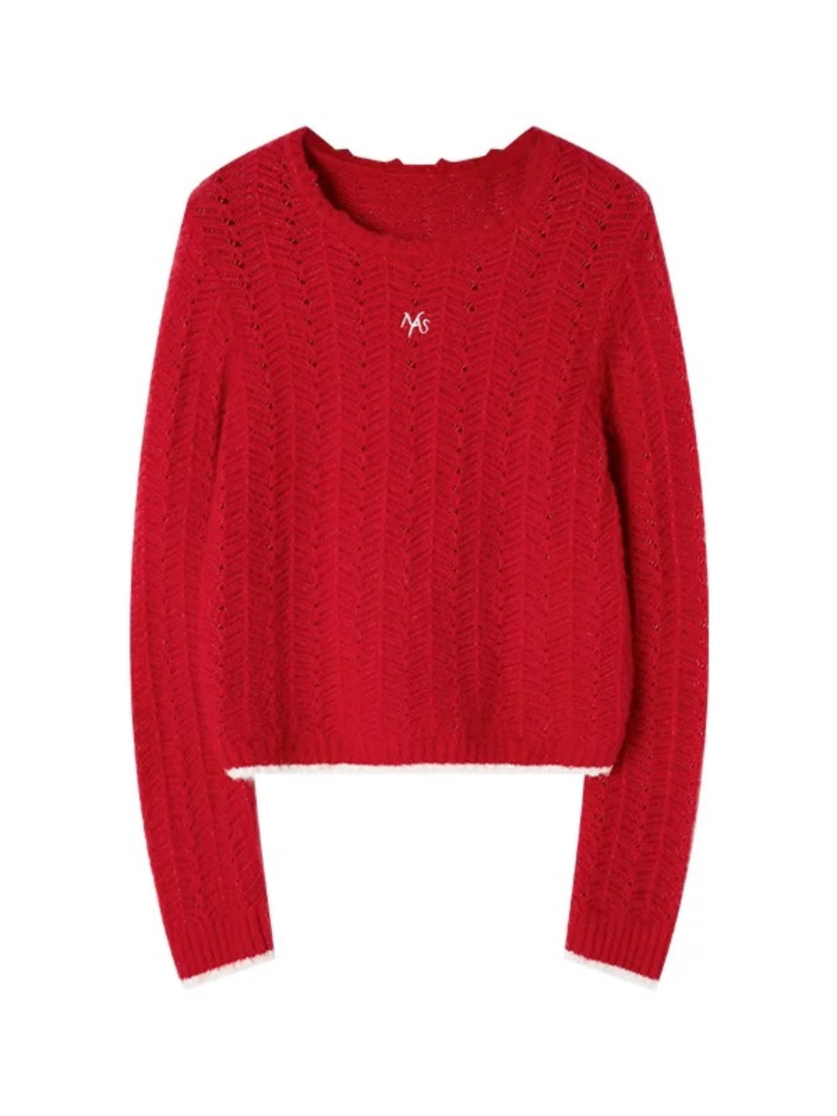 Alpaca Wool Contrast Trim Boatneck Sweater
