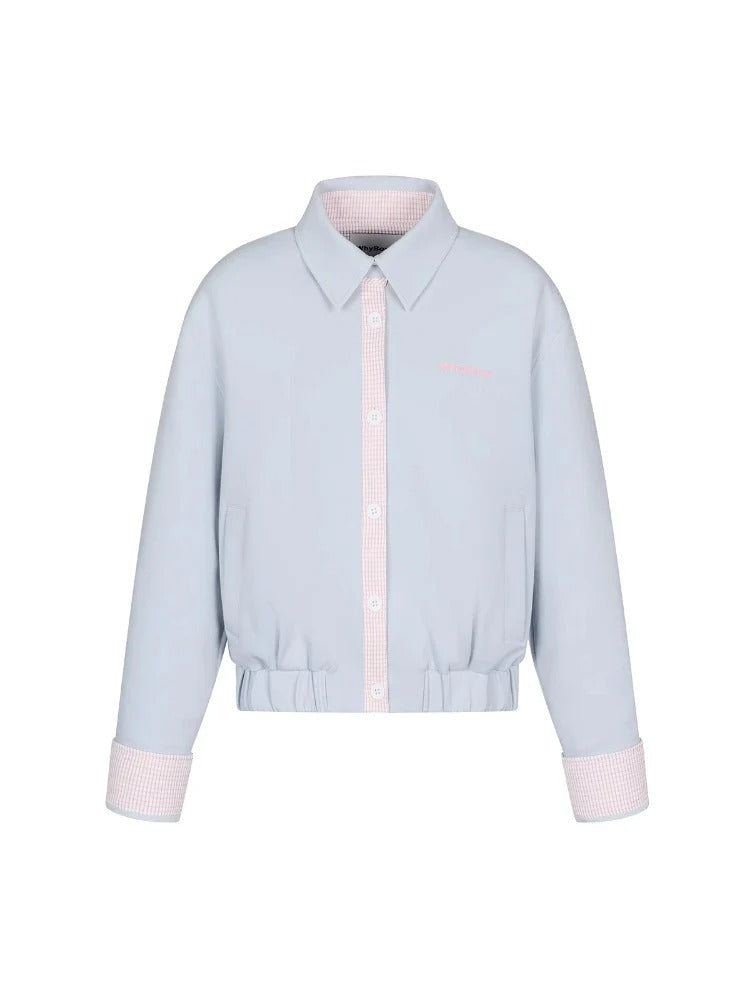 Collared Sweatshirt Patchwork Short Jacket