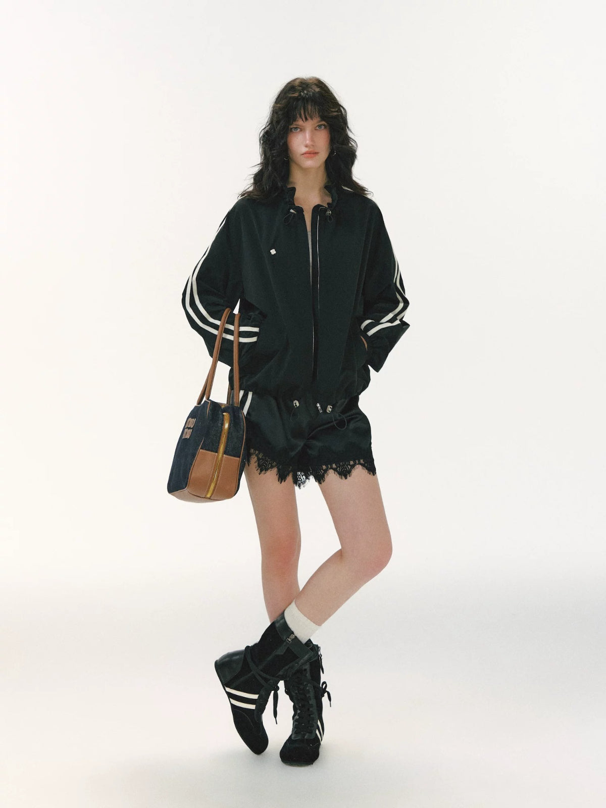 Ribbon Ruffle Drawstring Jacket