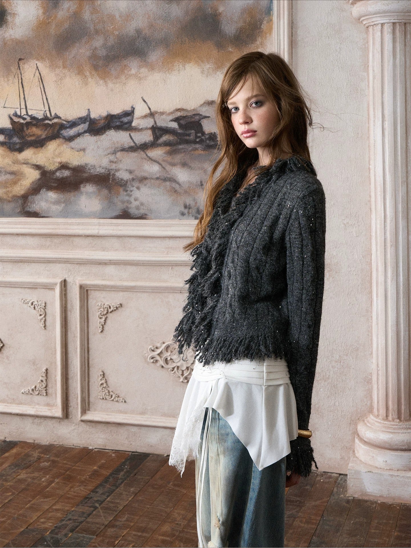 Shimmer Fringe Knit Cardigan