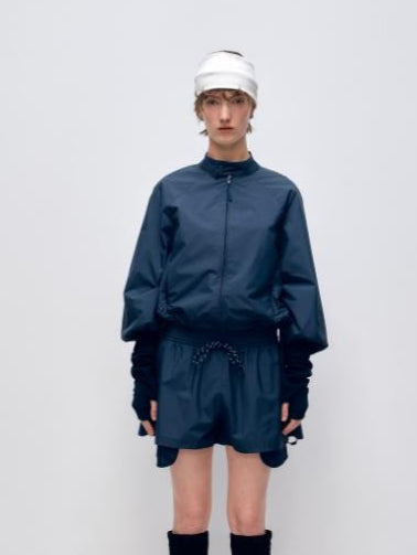 Color Block Outdoor Sports Jacket & Shorts Set