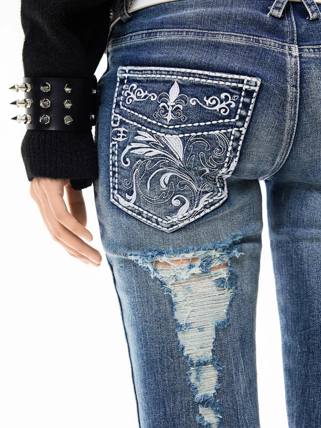 Low Rise Ripped Jeans