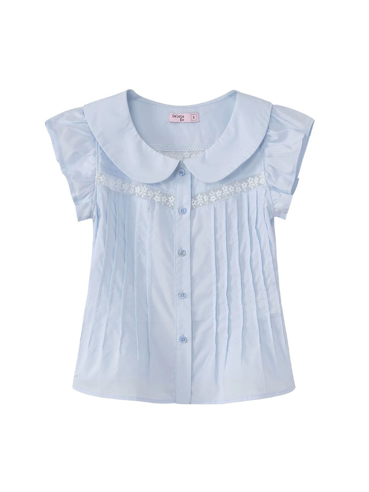 Blue Doll Collar Blouse