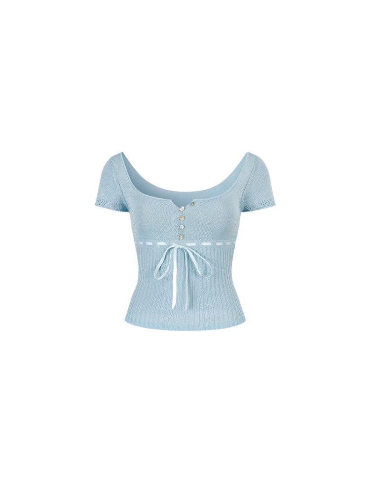 Bowknot Lyocell Knit T-shirt