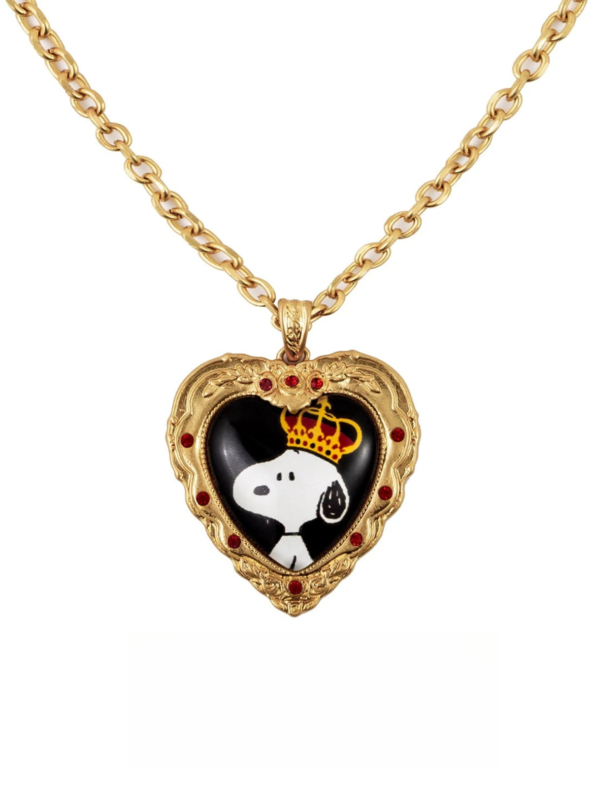 Snoopy Heart Resin Metal Necklace