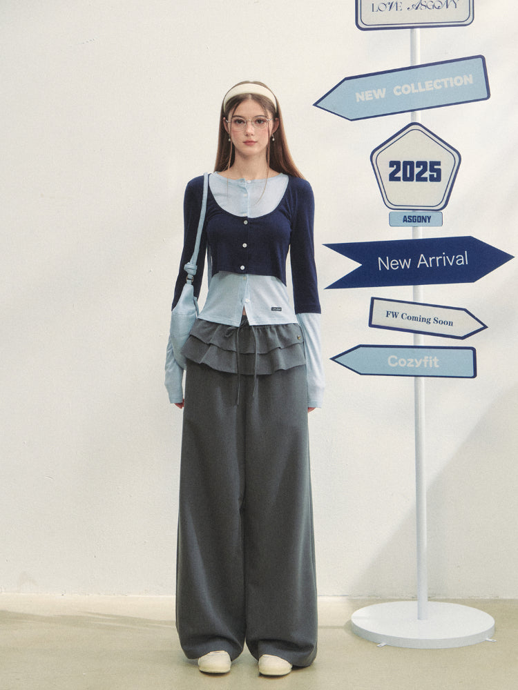 Striped Two-piece Contrast Color Cardigan