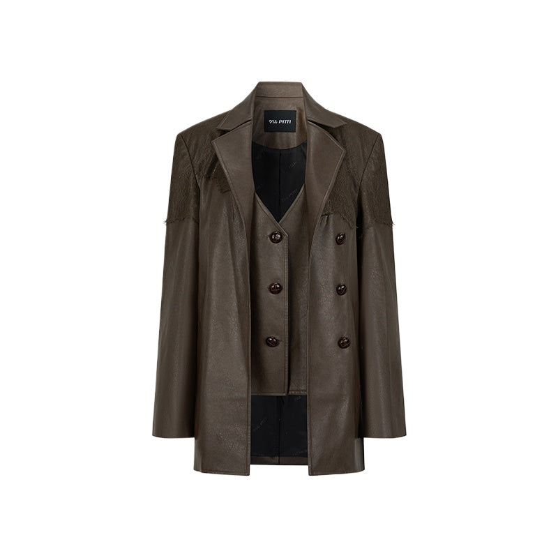 Structured Laced Leather Blazer