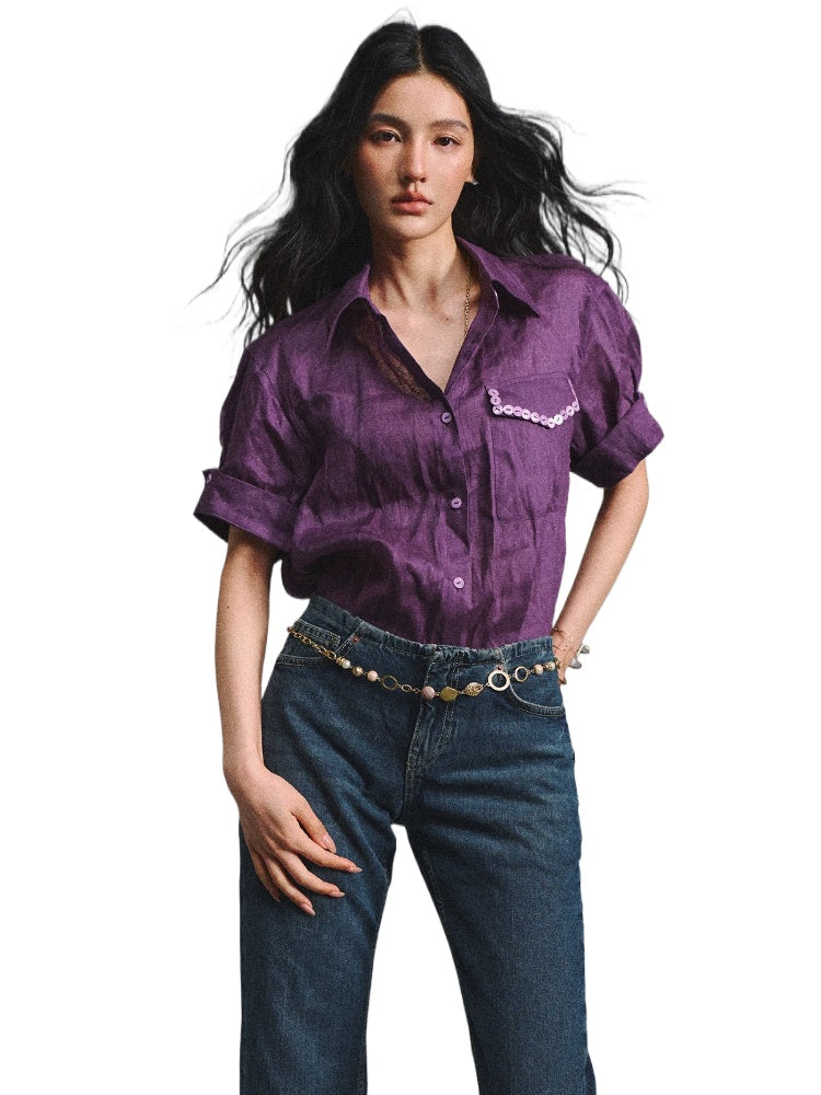 Relaxed Linen Short-Sleeve Shirt