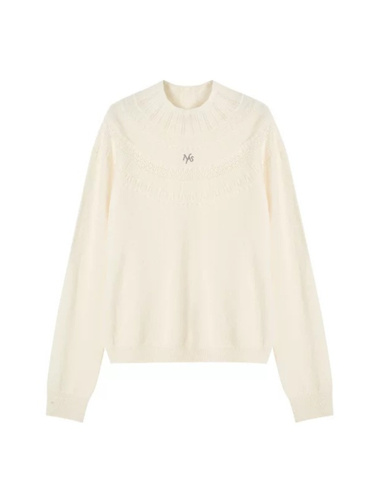 Textured Wool Knit High Neck Sweater