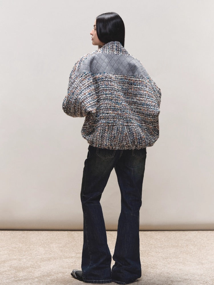 Wool Diamond-Stitch Tweed Jacket