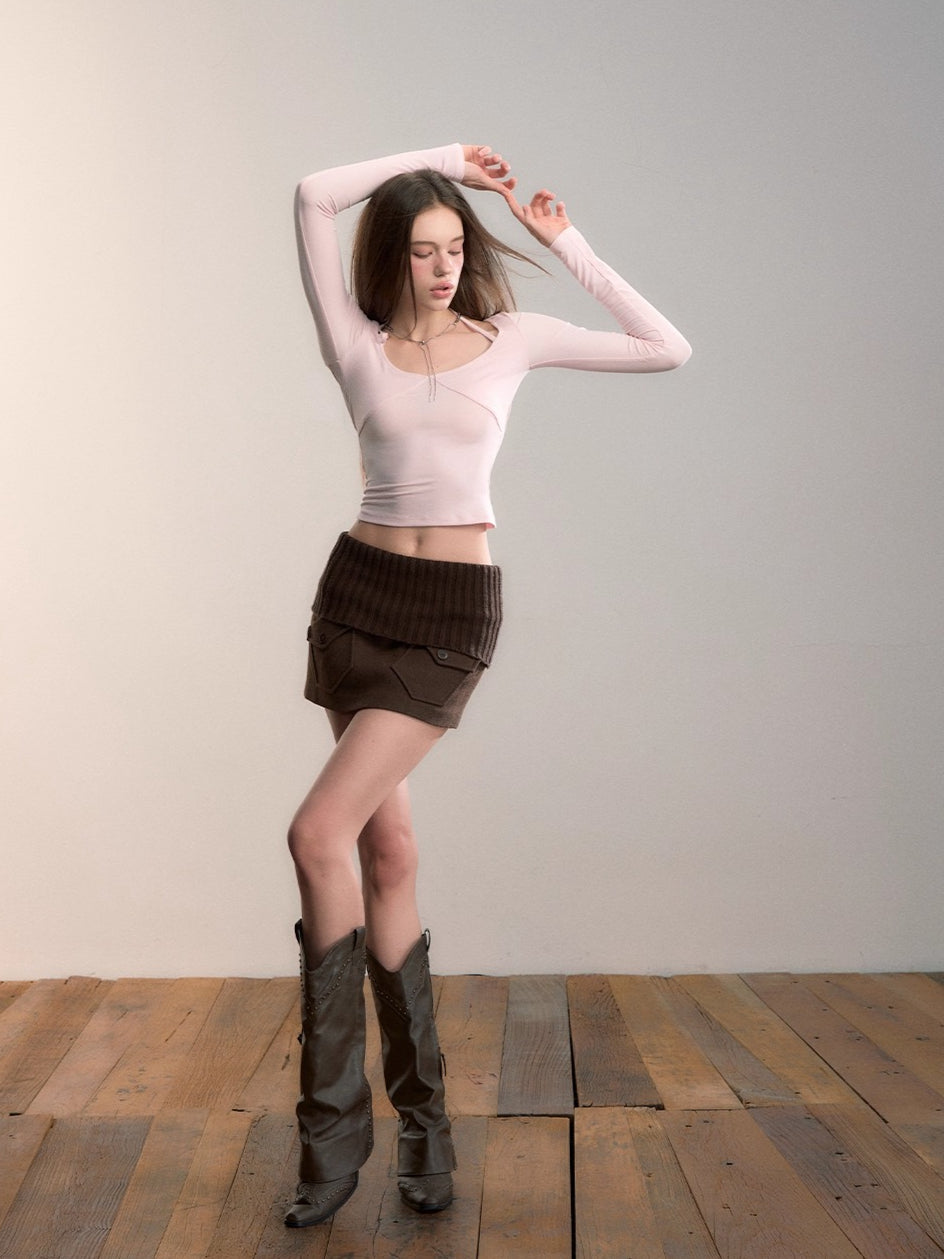 Halter Long-Sleeve Modal Top