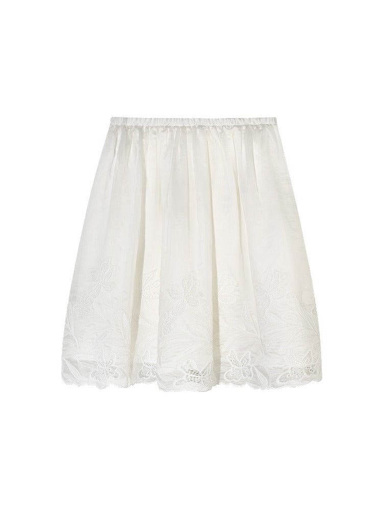 Lace Hem Embroidered Skirt