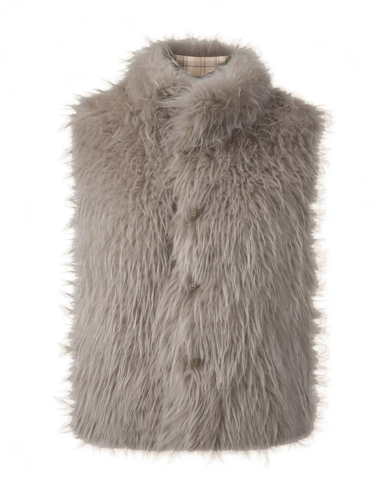 Reversible Plaid Faux Fur Vest