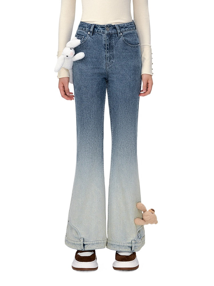 Blue & Black Gradient Flared Jeans