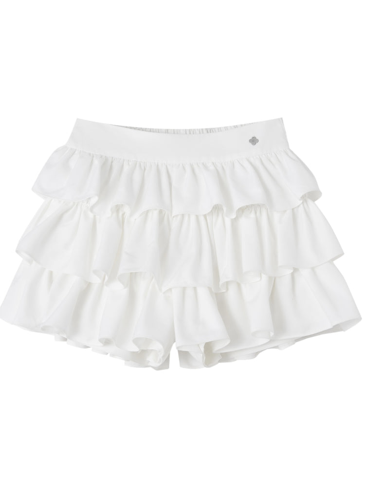 Pleated Lace Ruffle Tiered Skirt