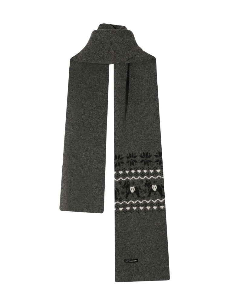 Fair Isle Knit Cardigan and Scarf Set