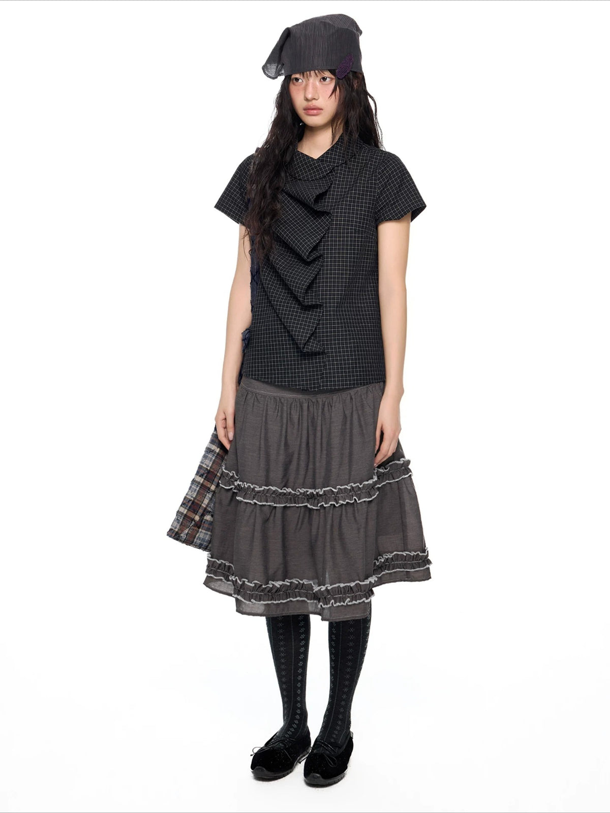Plaid Ruffle Blouse