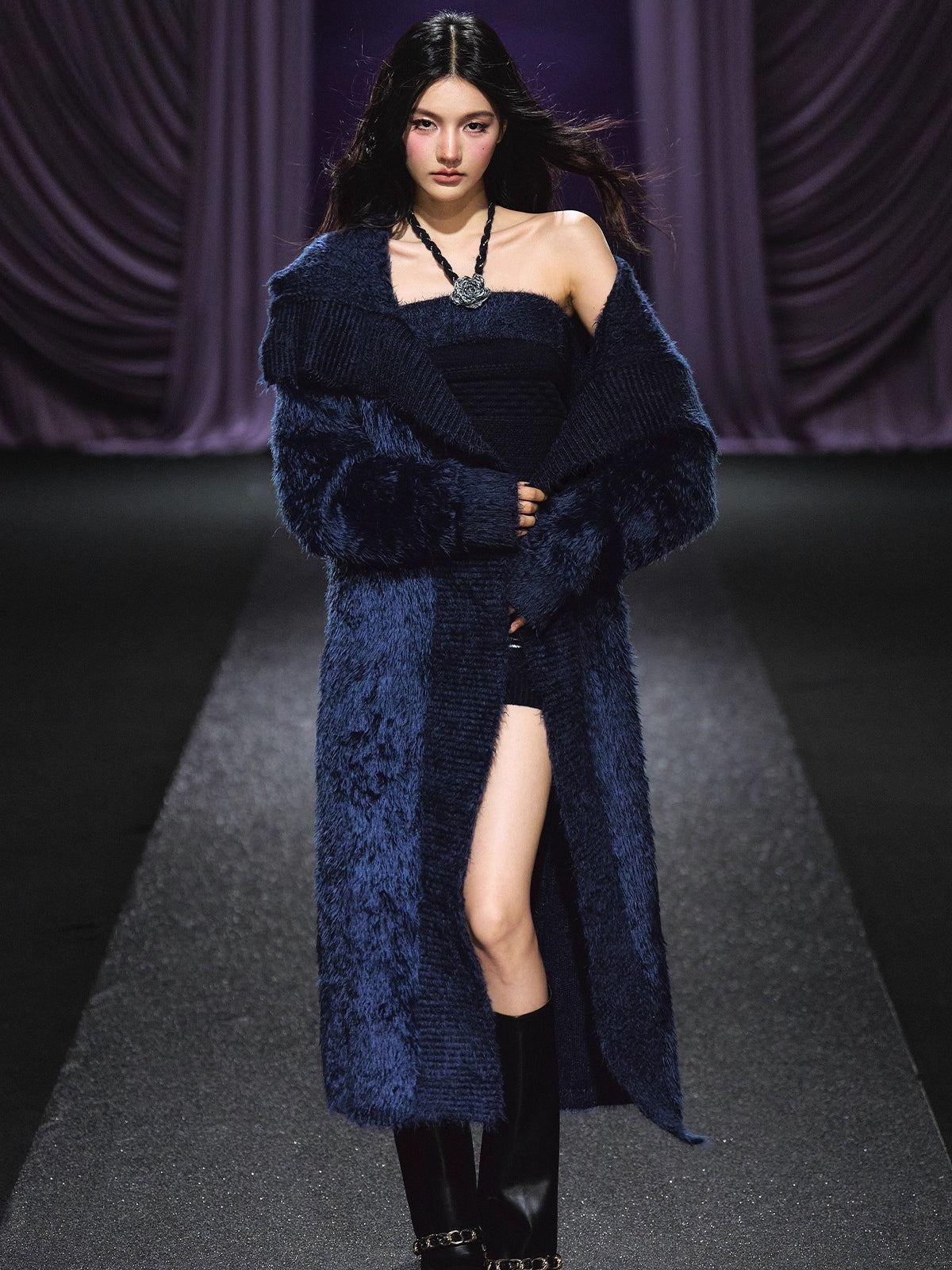 Knit Cardigan Colorblock Dress Set