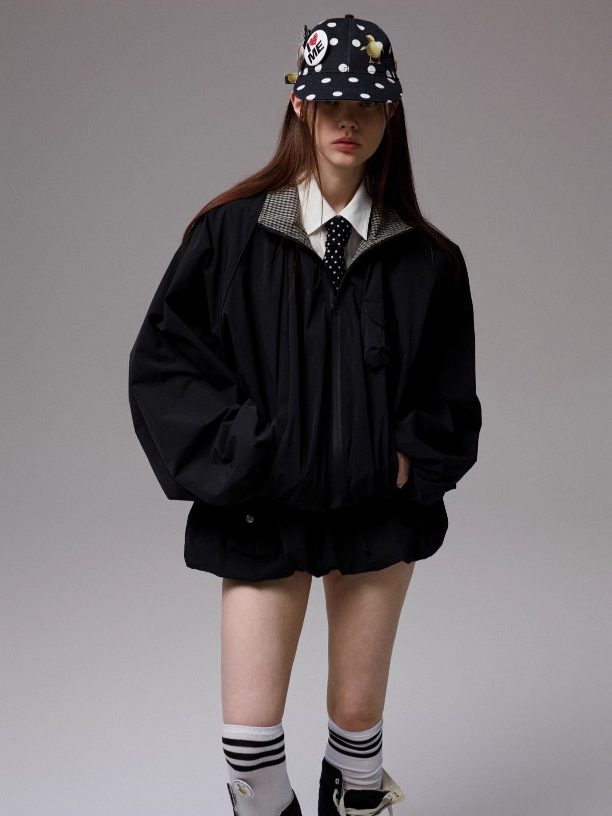 Patchwork Utility Hooded Jacket & Skirt Set