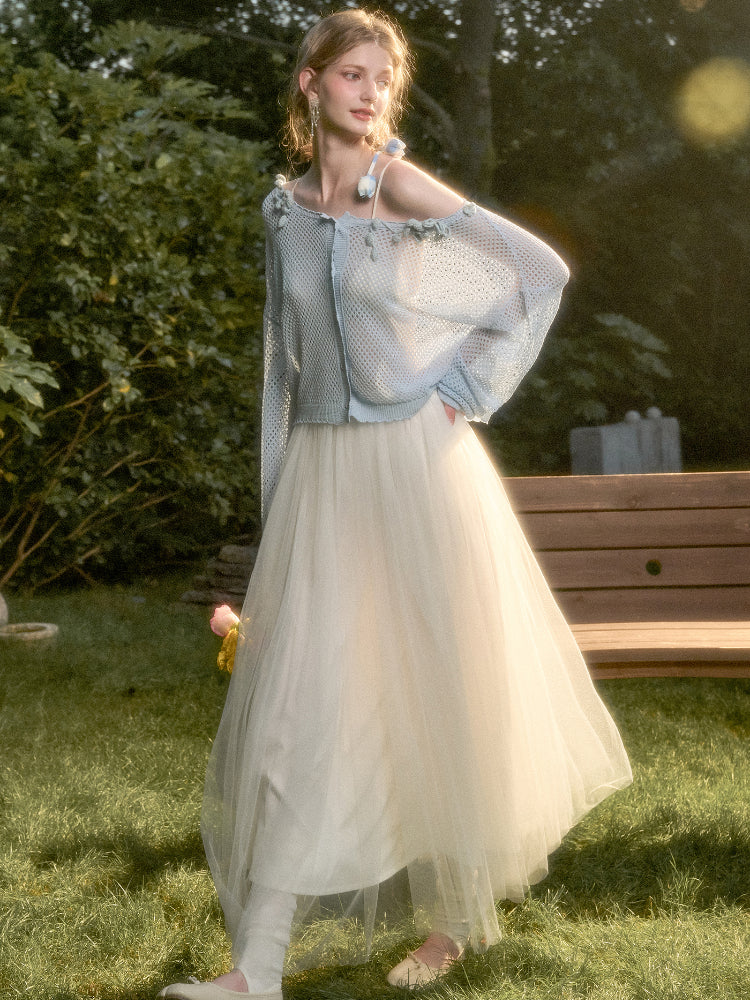 Cool Ice Silk Flower Hollow Cardigan