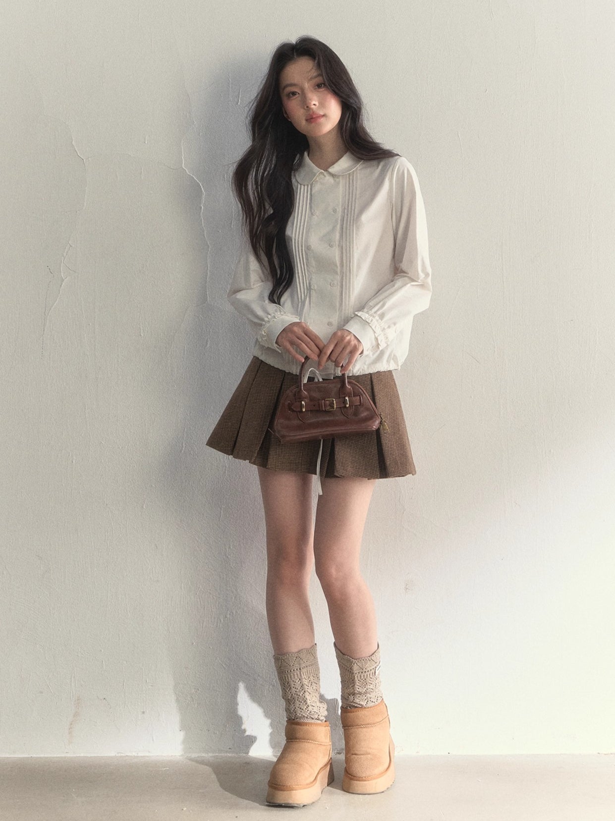 Vintage Doll Collar Double-Breasted Shirt