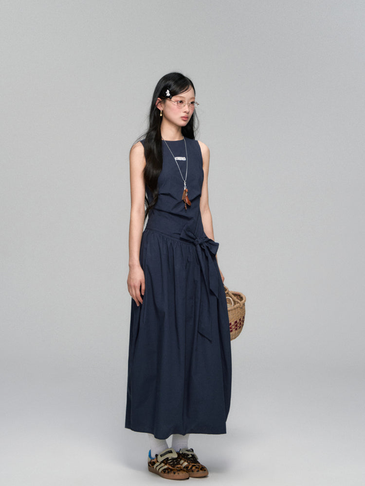 Sleeveless Tie-Waist A-Line Sundress