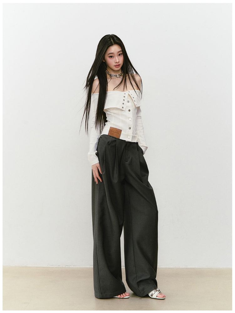 Waist-relaxed Wide-leg Suit Pants