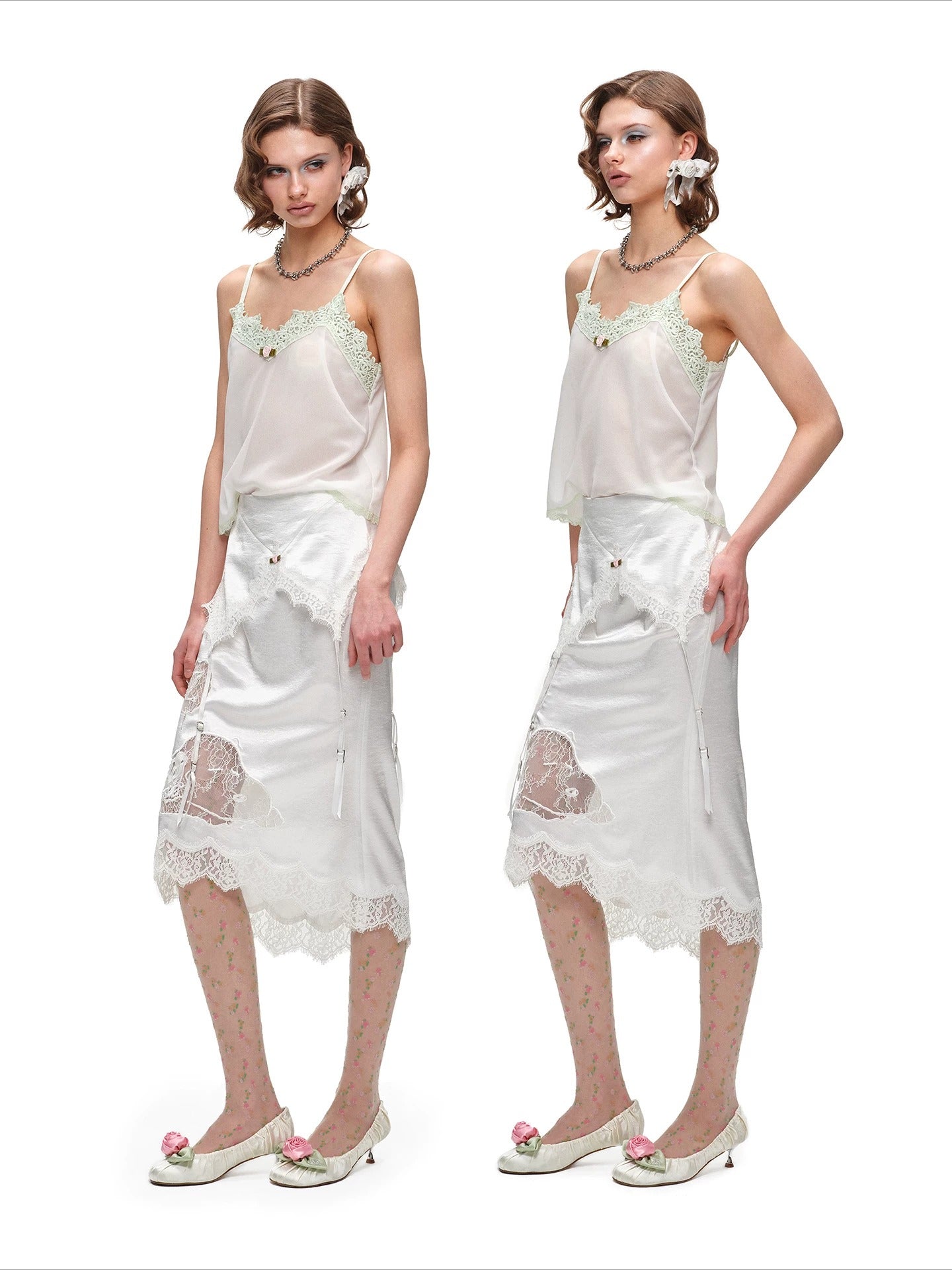 Lace Chiffon Cami Top