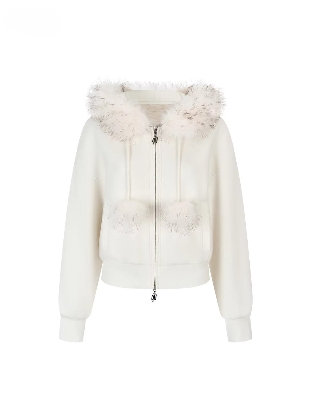 Furry Pom-Pom Hooded Sweatshirt