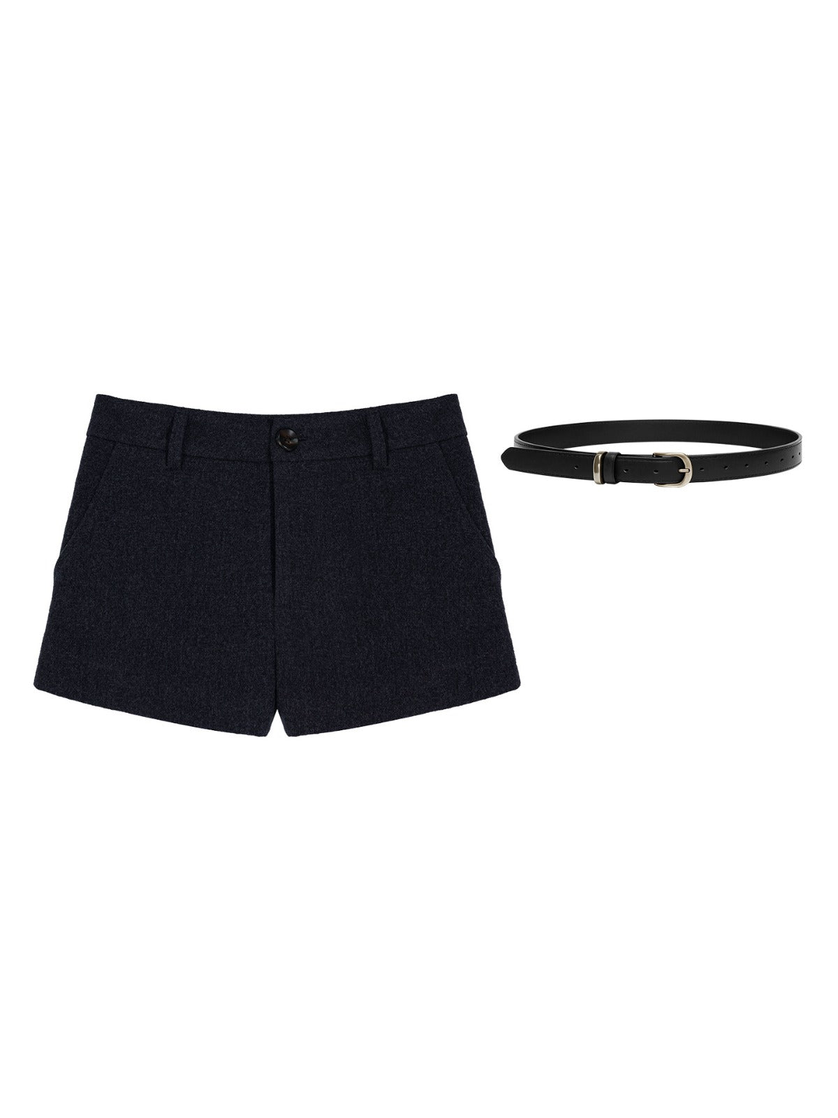 Belted Wool Blend Tailored Shorts