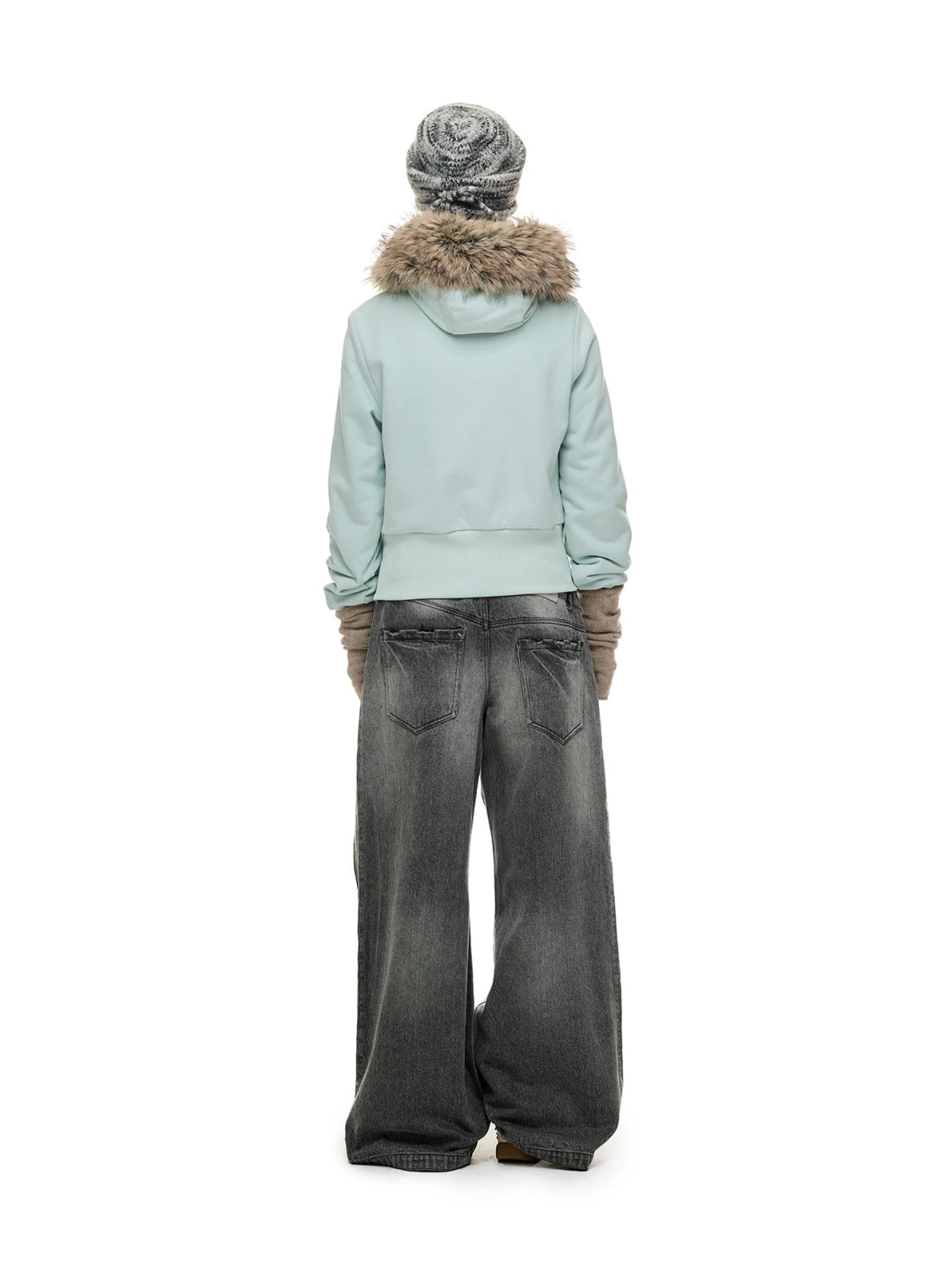 Hooded Cropped Fur Trim Jacket