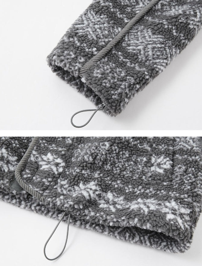Gray Jacquard Fleece Hoodie
