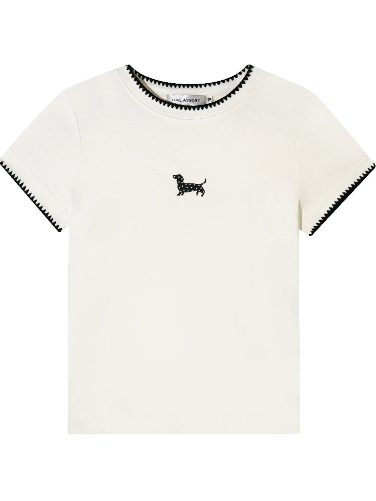 Dog Embroidered T-Shirt