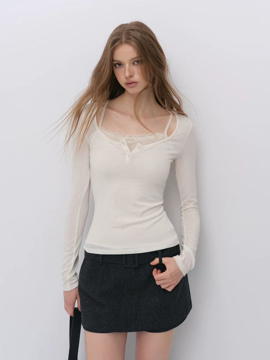 Lace Layered Wool Top