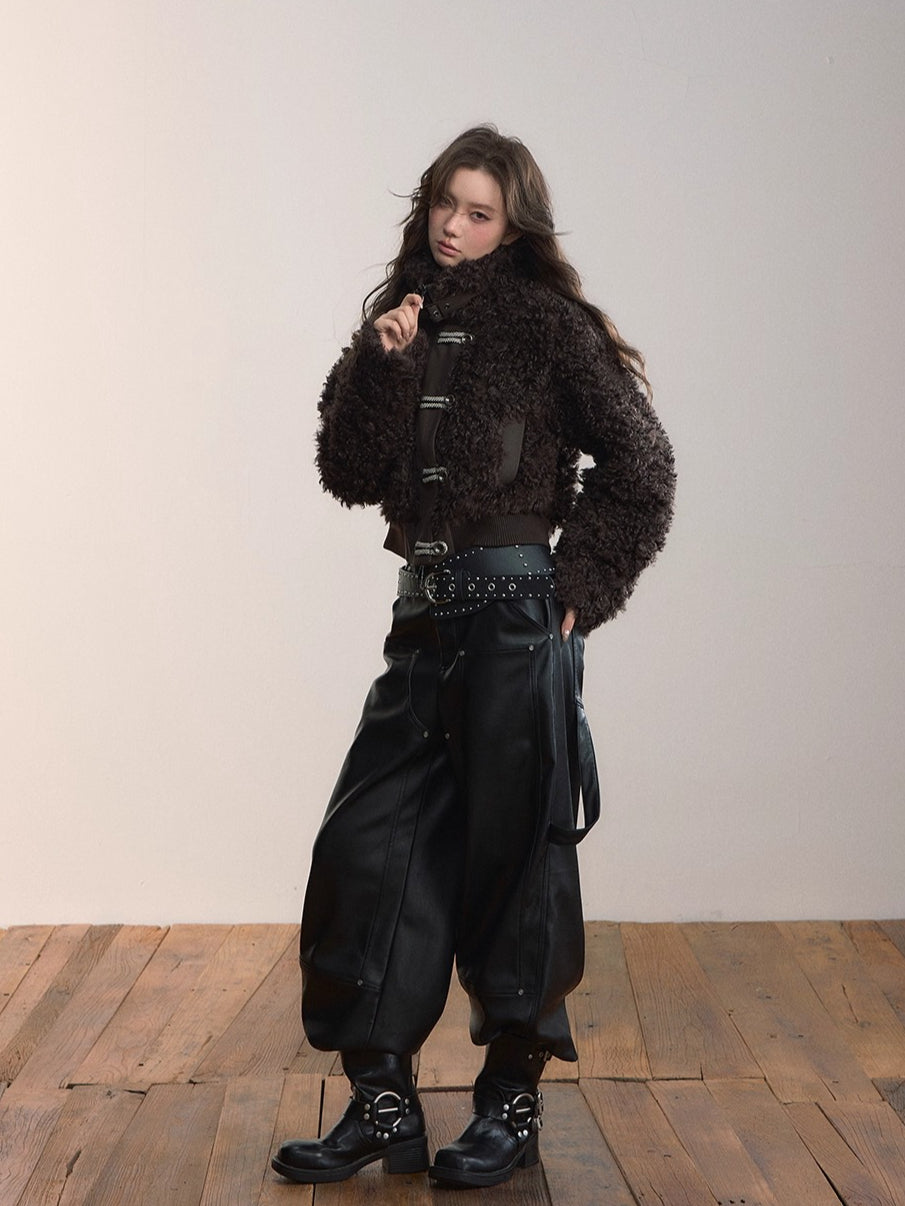 High-Neck Faux Fur Jacket