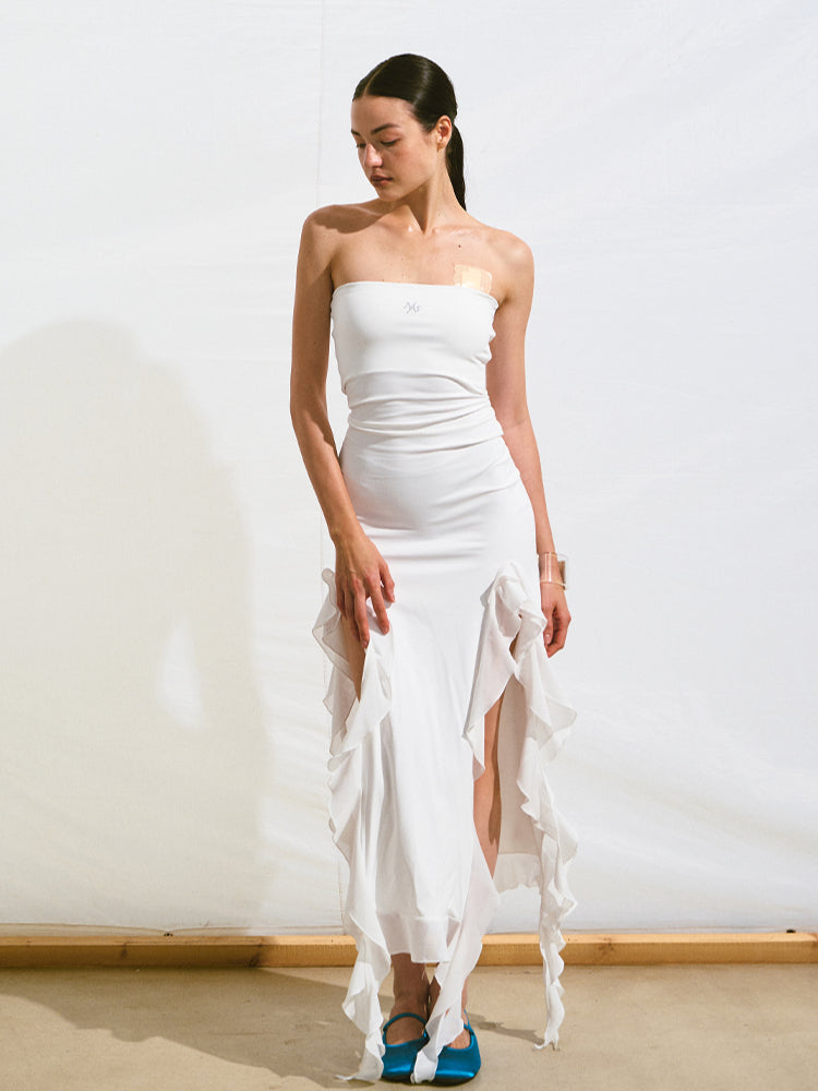 Asymmetrical Ruffle Bandeau Dress