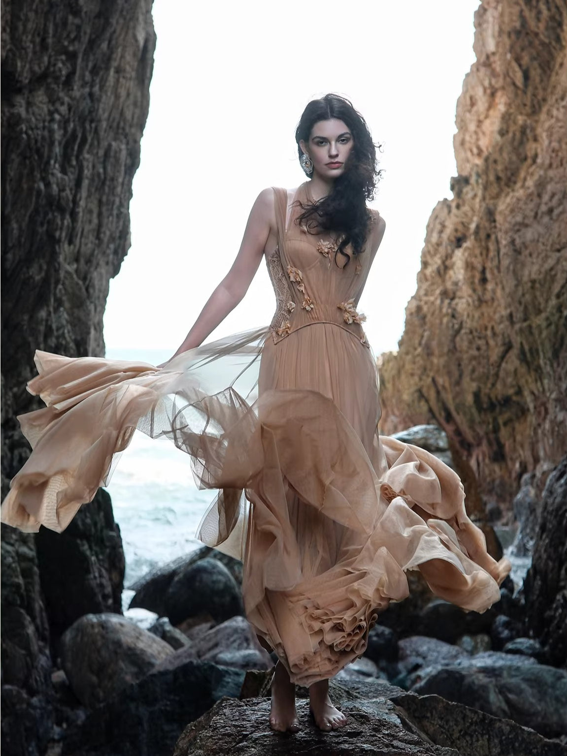 Tidal Lace Halter Dress