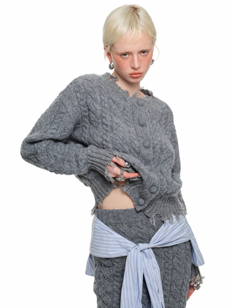 Cable Knit Cardigan & Skirt Set