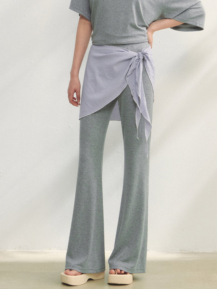 Checkered Asymmetric Shoulder Short-Sleeve T-Shirt & Pants Set