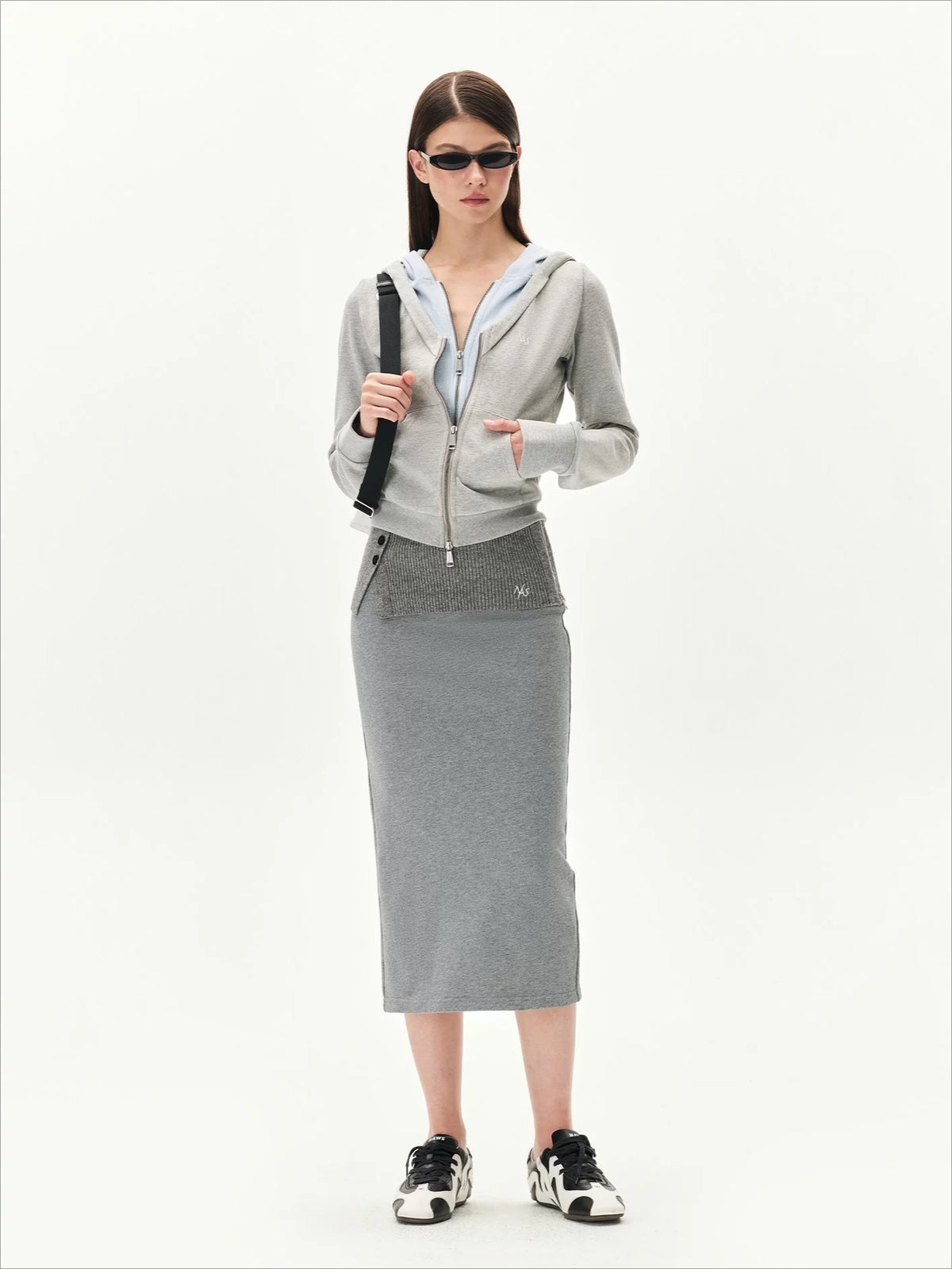 Contrast Double-Placket Hoodie