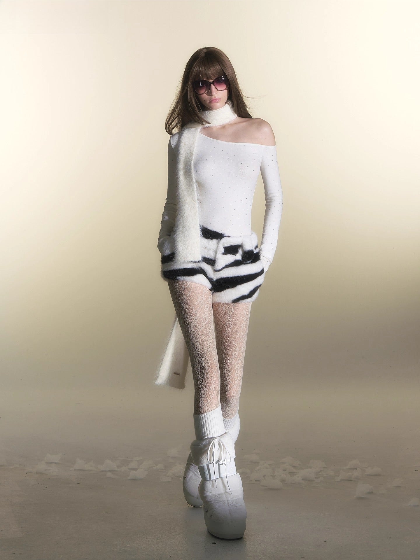 Zebra Print Faux Fur Shorts