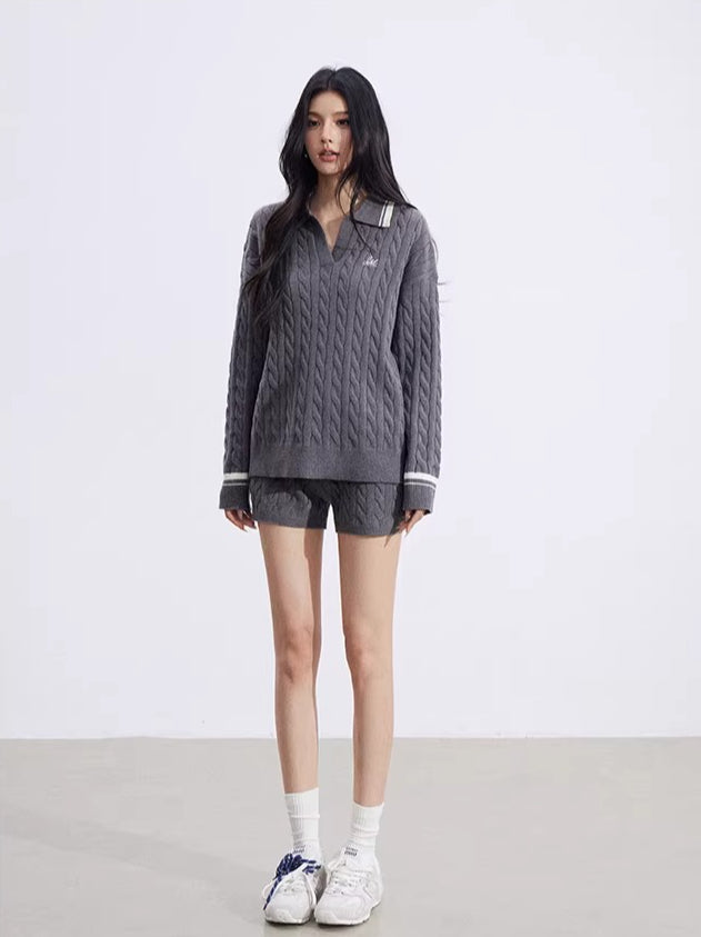 Colorblock Knit Polo & Shorts Set