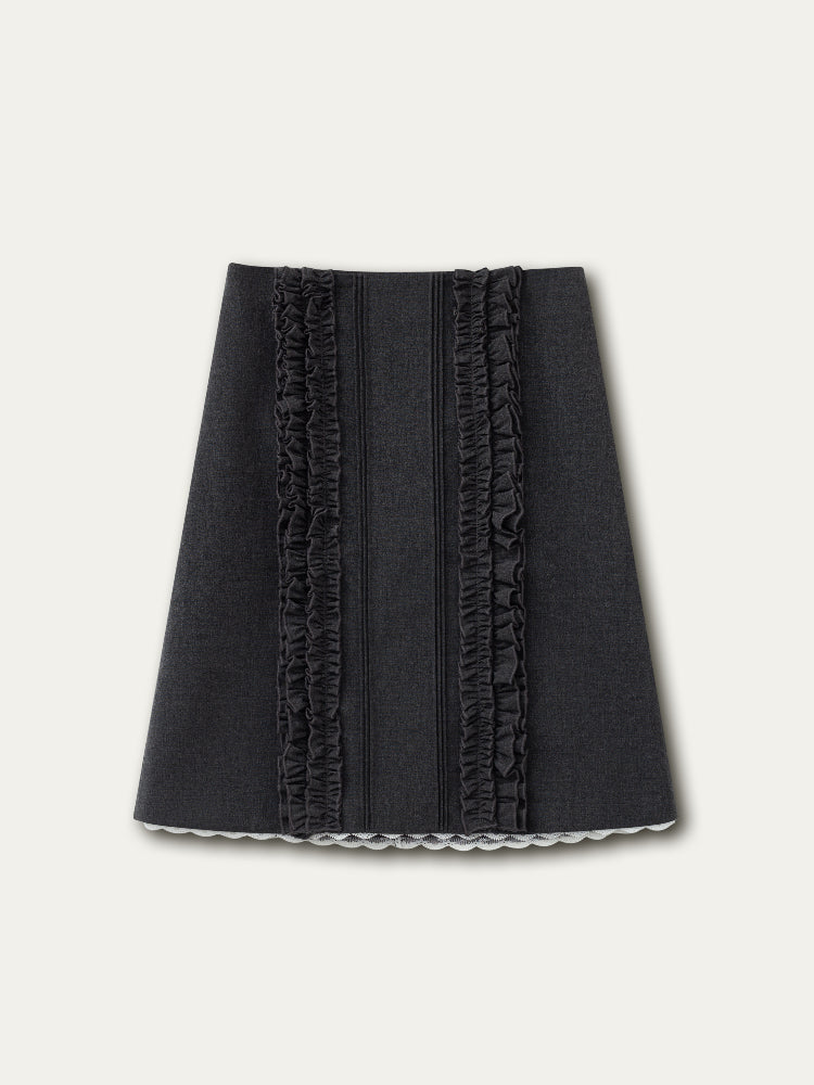 Miu-Style Lace Trimmed Camisole & Skirt Set