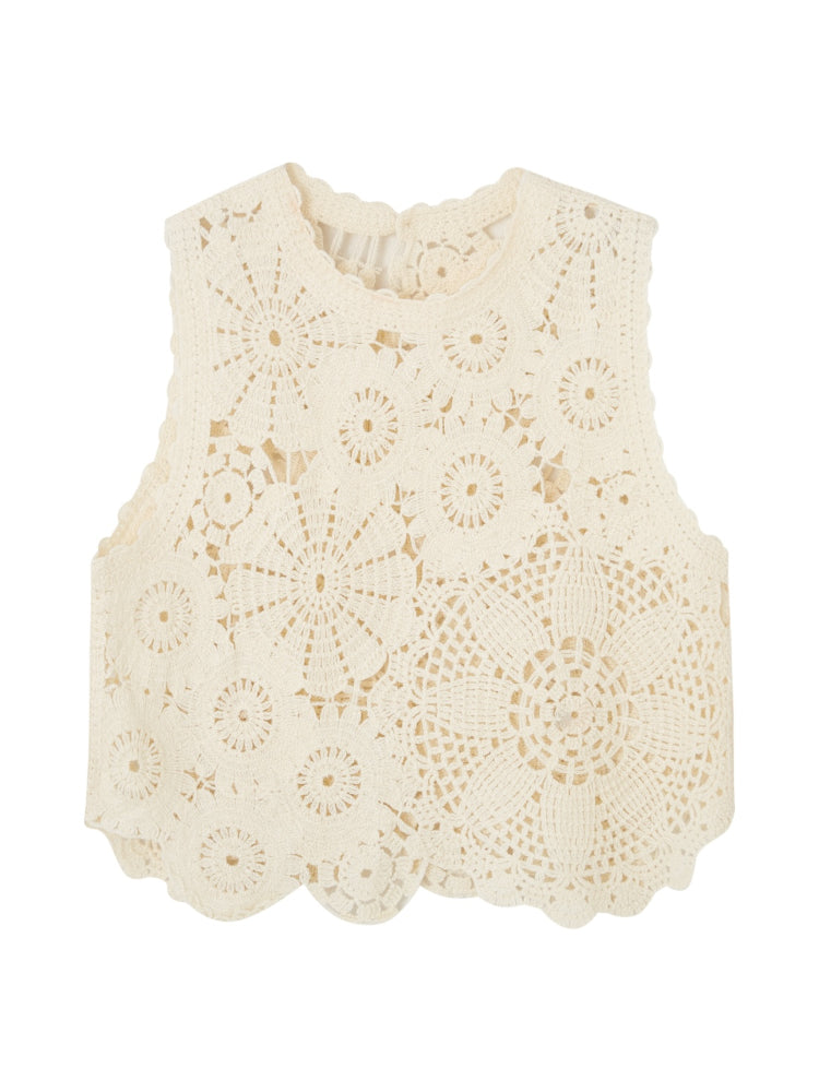 Hollow Lucky Flower Crochet Top & Skirt Set