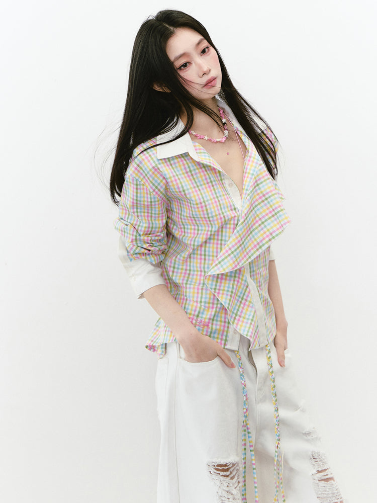 Waist-Cinched Layered Sunshade Short Shirt