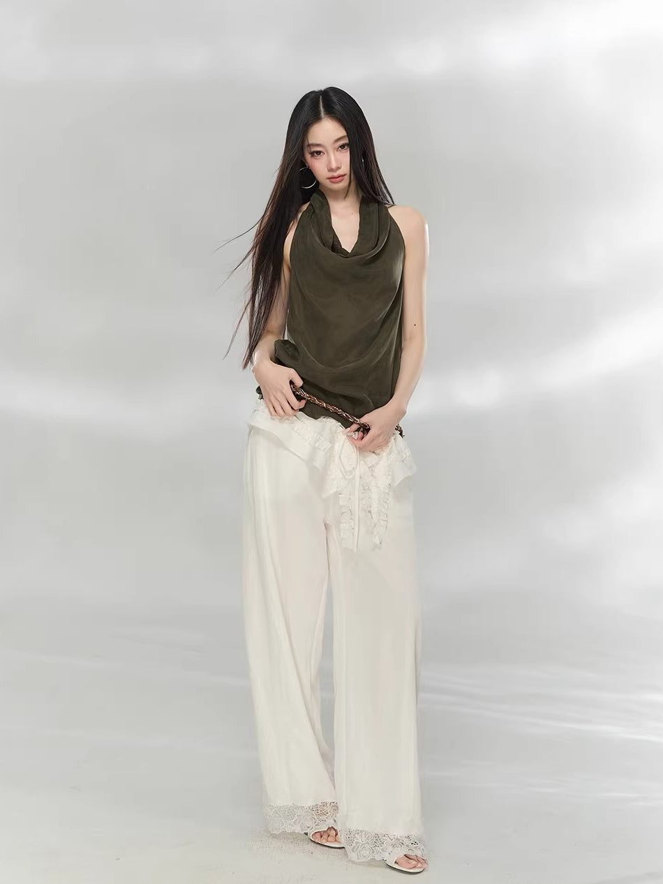 Lace Patchwork Tailored Trousers
