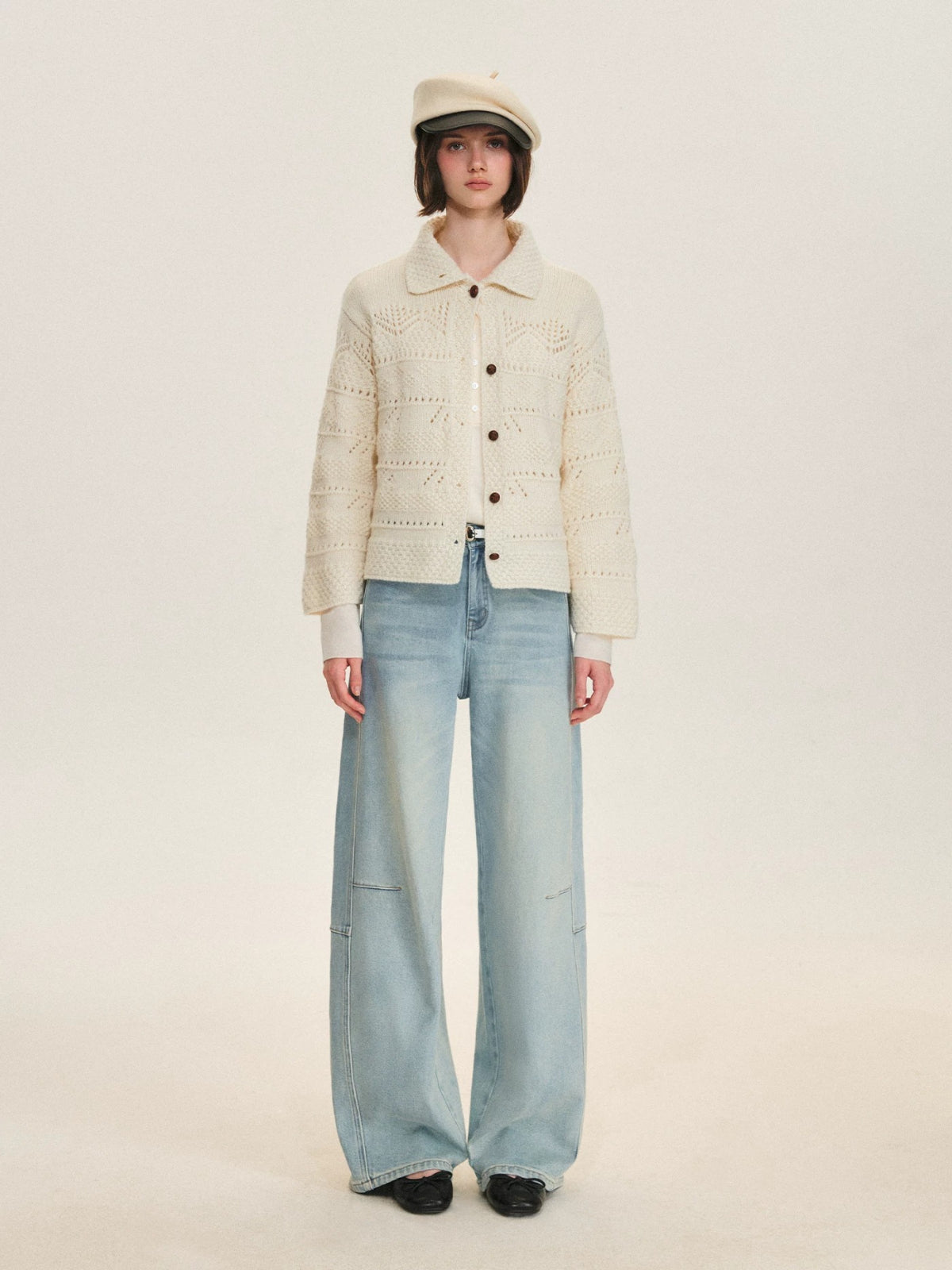 Handcrafted Wool Crochet Collar Cardigan
